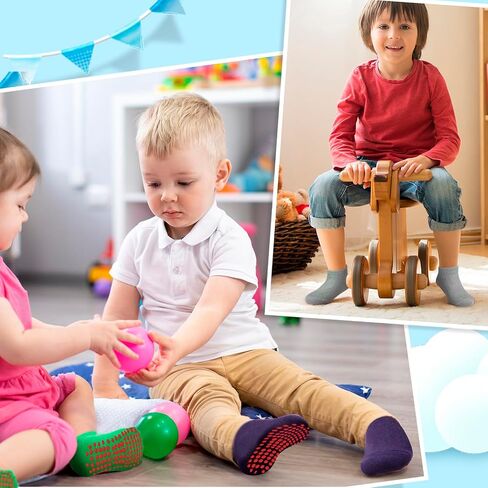Geyoga 12 Pairs Non Slip Socks Ankle Grip Anti Skid Socks for Boys Toddlers Girl in Saudi Arabia