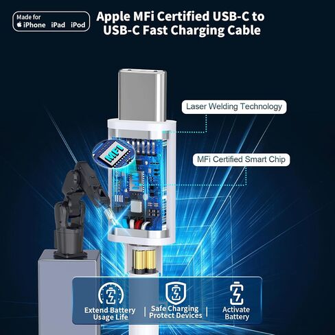 【MFi Certified】iPhone 15 Charger Fast Charging, KYOHAYA 3Pack PD 20W USB-C Power Type-C Wall Rapid Charger Adapter+6FT Type-C to Type-C Cable for iPhone 15/15 Plus/15 Pro/15 Pro Max, iPad Pro/Air/Mini in Kuwait