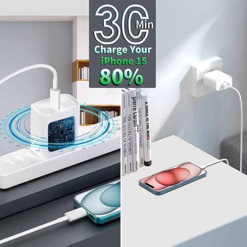 【MFi Certified】iPhone 15 Charger Fast Charging, KYOHAYA 3Pack PD 20W USB-C Power Type-C Wall Rapid Charger Adapter+6FT Type-C to Type-C Cable for iPhone 15/15 Plus/15 Pro/15 Pro Max, iPad Pro/Air/Mini in Kuwait