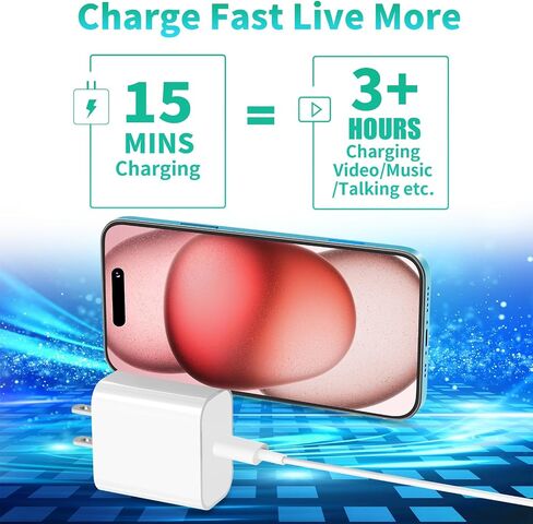 【MFi Certified】iPhone 15 Charger Fast Charging, KYOHAYA 3Pack PD 20W USB-C Power Type-C Wall Rapid Charger Adapter+6FT Type-C to Type-C Cable for iPhone 15/15 Plus/15 Pro/15 Pro Max, iPad Pro/Air/Mini in Kuwait