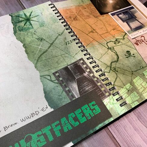 مجلة Conquest Journal Supernatural Carry On Scrapbook Journal، 50 صفحة مخزون بطاقة خالية من الأحماض، غطاء صلب ذو حافة مستديرة مع عمود فقري مغطى بالقماش، 9 بوصة × 6 بوصة، جيب غطاء خلفي وحلقة قلم in Saudi Arabia
