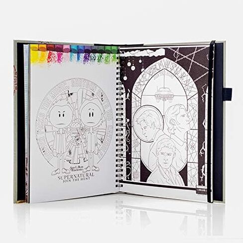 مجلة Conquest Journal Supernatural Carry On Scrapbook Journal، 50 صفحة مخزون بطاقة خالية من الأحماض، غطاء صلب ذو حافة مستديرة مع عمود فقري مغطى بالقماش، 9 بوصة × 6 بوصة، جيب غطاء خلفي وحلقة قلم in Saudi Arabia