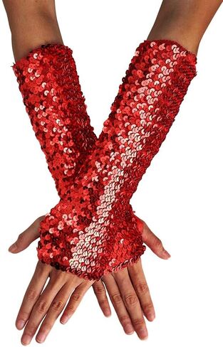 Yikisdy Fashion Mermaid Gloves Sequins Long Gloves Fingerless Elastic Gloves Glitter Rave Party Costume for Women and Girls in Kuwait