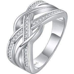 YL Twisted Knot Ring 925 Sterling Silver Celtic Knot Rings Cubic Zirconia Infinity Statement Rings