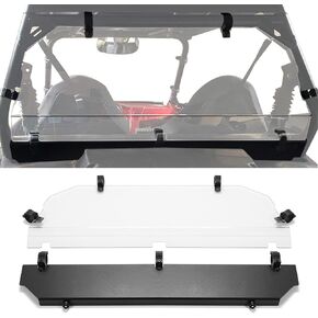 Kojem Rear Windshield Back Panel Compatible with 2008-2022 Polaris RZR 570 800 & Polaris RZR S 570 / 800 Clear Windscreen Black Hard Window Panel