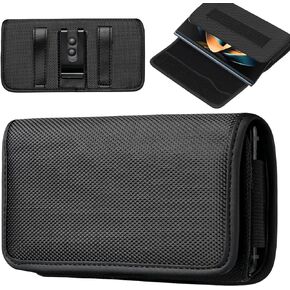 Nylon Phone Holster for Samsung Galaxy Z Fold 5 / Z Fold 4, Durable Nylon Pouch Holder with Belt Clip Loop Horizontal Carrying Phone Pouch Holster Case for Samsung Z Fold 4 / Fold 3