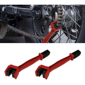 2PCS Bike or Motorcycle Chain Washer, Chain Cleaning Brush Tool, Motorcycle Chain Brush, Car Accessories Motorcycle Chain Gear Dirt Clean Brushes Universal for Mountain Bike (Red)