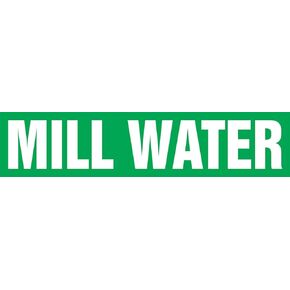 Accuform RPK519SSH Self-Stick "Mill Water" Pipe Marker for 8" to 10" OD Pipe, White on Green, 4" H x 24" W