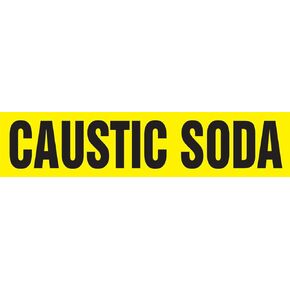 Accuform RPK189SSH Self-Stick "CAUSTIC SODA" Pipe Marker for 8" to 10" OD Pipe, Black on Yellow, 4" H x 24" W
