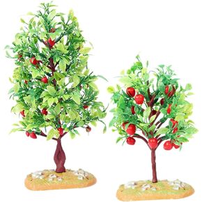 2pcs Fruit Tree Model Plant Models Architectural Model Tree Sand Table Accessory Realistic Fake Trees Simulation Fruit Tree Decoration Mini Plastic Artificial Tree