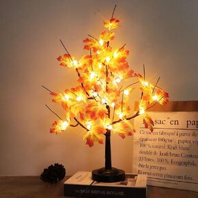 Maple Tree with Lights 24 Inches Lighted Maple Tree with Led Lights 8 Lighting Modes Battery or USB Powered Warm White for Home Office Tabletop Decoration
