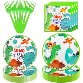 240PCS Dinosaur Birthday Party Supplies Set Disposable Paper Plates, Napkins for Dinosaur Themed Tableware Party Decoration for Dinosaur Theme Birthday Party Decorations,Serves 40 Guests.
