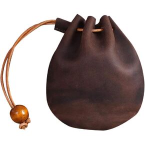 Renaissance Bag s Men's Purse Leather Drawstring Pouch, Coin Purse, Medieval Style Leather Coin Bag Change Holder for Men Woman (Coffee) t Coin Purse Coin Purse for Men
