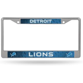 Rico Industries NFL Detroit Lions 12" x 6" Silver Chrome Frame W' Decal Insert Car/Truck/SUV Auto Accessory