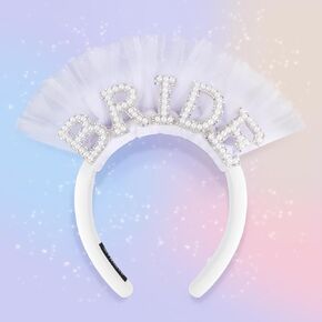 Bride Headband Bachelorette Party Decorations - Pearl Bride Headband Thickened Veil Rhinestone Wedding Bride to Be Headband Bachelorette Party Favors