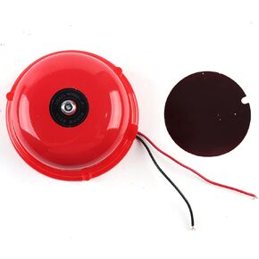 Fire Alarm Bell 4 inches Electric Fire Control Bell, 100db Loud Fire Alarm Bell for Emergency Evacuation School and Station Security Alarm Bell, Red Alarm Bell for School Factory