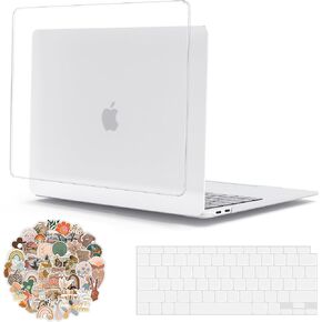 G JGOO Compatible with MacBook Pro 13 inch Case M2 2024 2023 2022 2021-2016 M1 A2338 A2251 A2289 A2159 A1989 A1706 A1708, Matte Clear Hard Shell Case + 2 Keyboard Covers + 50 Pcs Laptop Stickers