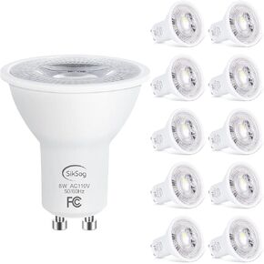 لمبة إضاءة GU10 LED 5000K ضوء النهار الأبيض، مكافئ هالوجين 70 وات، غير قابلة للتعتيم، أضواء كاشفة بزاوية 120 درجة، مصابيح LED لإضاءة المسار المريح 720LM، CIR≥85، حزمة من 10 in Kuwait