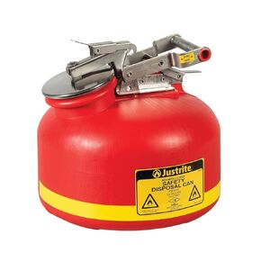 Justrite 14762 2 Gallon Capacity, 14 3/4" H, 12" O.D Polyethylene Disposal Can, Red