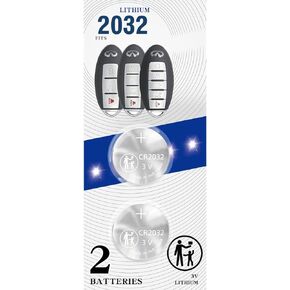 2Pack CR2032 2032 Remote Key Fob Battery Replacement for Infiniti (2007-2020) EX35 FX35 FX37 FX50 G25 G35 G37 JX35 Q40 Q50 Q60 Coupe QX50 QX60 QX70