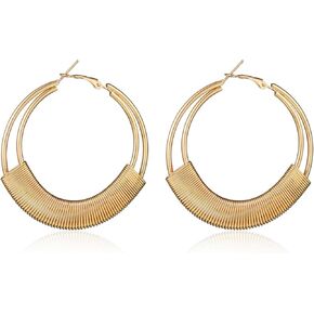 Handmade Gold Hoop Earrings Hypoallergenic Large Geometric Round Circle Earring Dangle Exaggerated Open Hoops Earring Jewelry for Women (B) in Kuwait