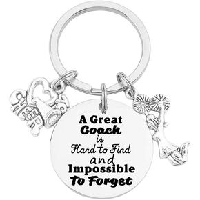YF FY Cheerleading Coach Keychain Thank you Keychain Gift for Cheerleader Coaches Cheer Coach gifts Silver