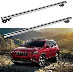 cciyu Roof Racks for Jeep Cherokee 2014-2022 Rooftop Luggage Canoe Kayak Carrier Rack Black Roof Rack Cross Bar - Fits Side Rails Models ONLY