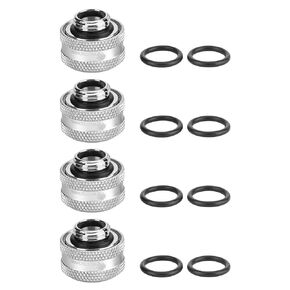 4Pcs PC Water Cooling Fittings Brass Water Cooling Compression Fitting with Three Layer Sealing Rings for Rigid Acrylic Tube OD 16mm for Computer Water Cooling System (Silver)