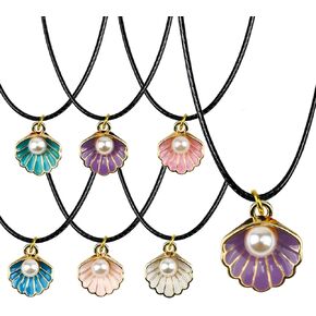 36 Pack Mermaid Shell Necklace Summer Pink Shell Mermaid Party Gift Decor for Princess Under The Sea Birthday Themed Party Little Girls Gift Bag School Rewards