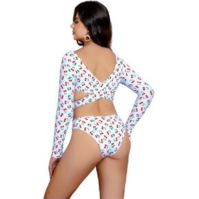 Floerns Women's Cut Out Scoop Neck Long Sleeve Rashguard One Piece Swimsuit