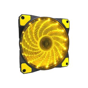 Apevia CF12SL-SYL 120mm Yellow LED Ultra Silent Case Fan w/15 LEDs & Anti-Vibration Rubber Pads