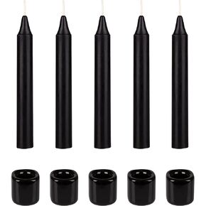Mega Candles 5 pcs Silver 1/2 Inch Diameter Ceramic Chime Ritual Spell Candle Holders with Matching Color Candles, Casting Chimes, Meditation, Rituals, Spells, Vigil, Witchcraft, Wiccan Supplies