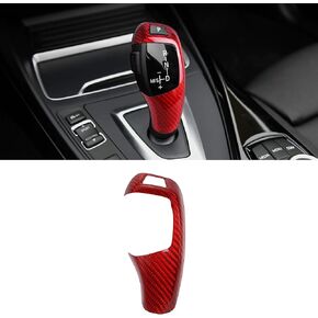متوافق مع غطاء مقبض ناقل الحركة من ألياف الكربون لرافعة ناقل الحركة المعدلة لسيارة BMW F20 F22 F07 E70M (أحمر)