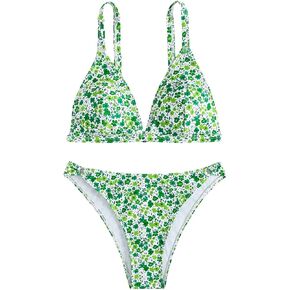 SOLY HUX Women's Floral Print Spaghetti Strap Bikini Bathing Suit 2 Piece Swimsuits