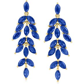 Ross-Simons 7.25 ct. t.w. Sapphire Chandelier Earrings in 18kt Gold Over Sterling
