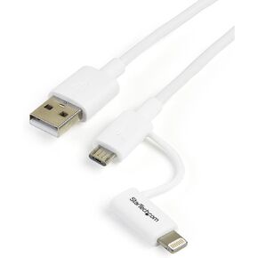 StarTech.com 1m (3ft) Apple Lightning or Micro USB to USB Cable for iPhone / iPod / iPad - White - Apple MFi Certified (LTUB1MWH)
