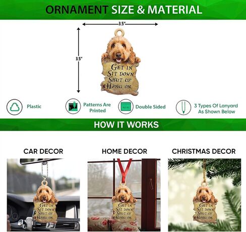 Talataca Goldendoodle Sleeping Angel Wing Memorial 2D Flat Car Rear View Mirror Accessories Christmas Tree Ornament Decoration Hanging Charm Interior Rearview Pendant Decor Gift in Saudi Arabia