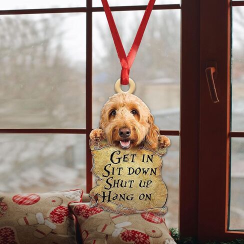 Talataca Goldendoodle Sleeping Angel Wing Memorial 2D Flat Car Rear View Mirror Accessories Christmas Tree Ornament Decoration Hanging Charm Interior Rearview Pendant Decor Gift in Saudi Arabia