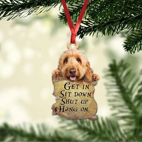 Talataca Goldendoodle Sleeping Angel Wing Memorial 2D Flat Car Rear View Mirror Accessories Christmas Tree Ornament Decoration Hanging Charm Interior Rearview Pendant Decor Gift in Saudi Arabia