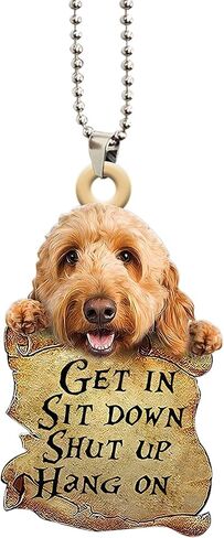 Talataca Goldendoodle Sleeping Angel Wing Memorial 2D Flat Car Rear View Mirror Accessories Christmas Tree Ornament Decoration Hanging Charm Interior Rearview Pendant Decor Gift in Saudi Arabia