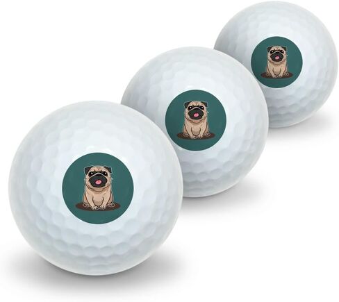 GRAPHICS & MORE Pug Sticking Out Tongue Novelty Golf Balls 3 Pack in Saudi Arabia