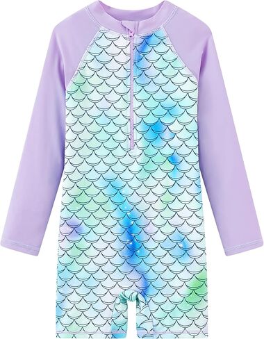 بدلة سباحة LIBREDGE للفتيات بأكمام طويلة للحماية من الطفح الجلدي قطعة واحدة مع غطاء حماية من الأشعة فوق البنفسجية in Kuwait