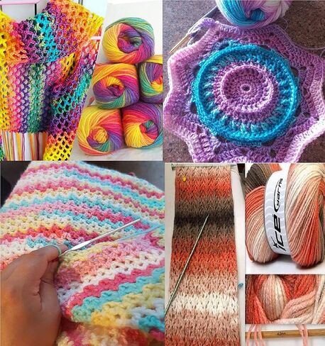 غزل الجليد الوردي والأزرق والأبيض والأرجواني والأصفر الفاخر من الأكريليك للأطفال، غزل الكروشيه للحياكة اليدوية DIY 100% أكريليك، (3.53 أونصة)، (393 ياردة)، (29610) in Kuwait