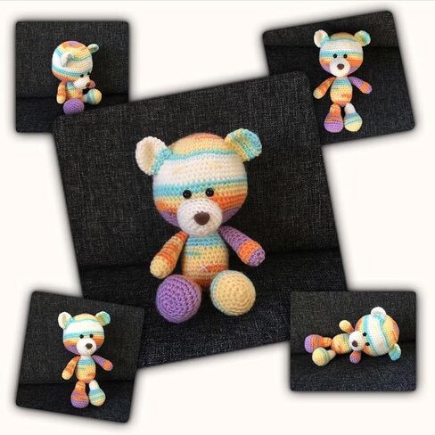 غزل الجليد الوردي والأزرق والأبيض والأرجواني والأصفر الفاخر من الأكريليك للأطفال، غزل الكروشيه للحياكة اليدوية DIY 100% أكريليك، (3.53 أونصة)، (393 ياردة)، (29610) in Kuwait