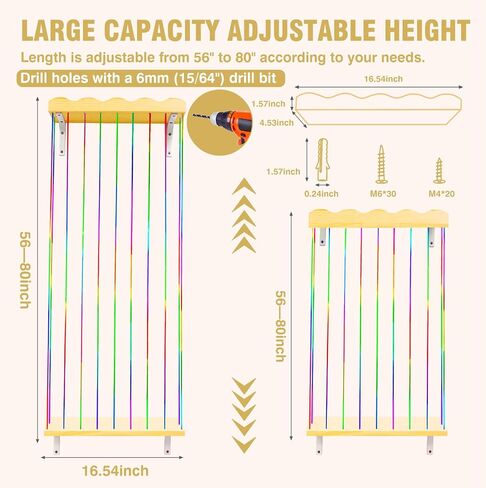 Stuffed Animal Storage Toy Organizer Shelf -Stuffed Animal Holder - Cute Pine Hanging Stuff Animal Organizer for Wall & Corner, Large Adjustable Length- Kids Nursery Playroom Bedroom Decor (Rainbow） in Saudi Arabia