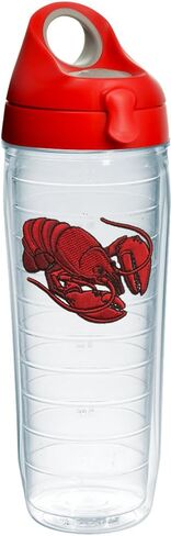 كوب Tervis Lobster معزول بشعار وأحمر بغطاء رمادي، زجاجة مياه سعة 24 أونصة، شفاف in Kuwait
