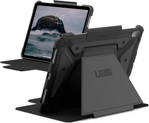 URBAN ARMOR GEAR UAG مصمم لجهاز iPad Air 11 بوصة (الجيل السادس 2024، M2) A2902، A2903، A2904 غطاء فوليو متين للنوم/الاستيقاظ التلقائي مع حامل قلم وحامل متعدد الزوايا قابل للتعديل، Metropolis SE أسود in Kuwait