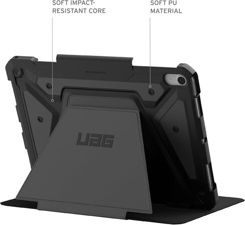 URBAN ARMOR GEAR UAG مصمم لجهاز iPad Air 11 بوصة (الجيل السادس 2024، M2) A2902، A2903، A2904 غطاء فوليو متين للنوم/الاستيقاظ التلقائي مع حامل قلم وحامل متعدد الزوايا قابل للتعديل، Metropolis SE أسود in Kuwait