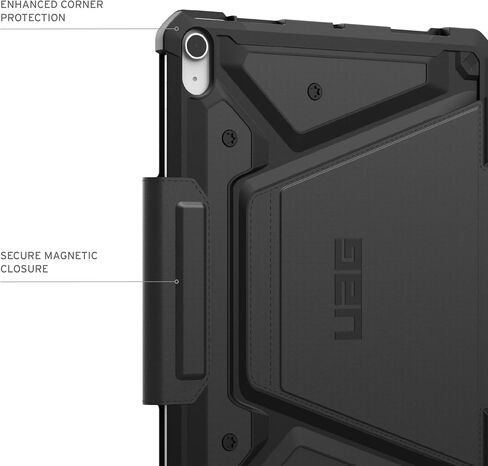 URBAN ARMOR GEAR UAG مصمم لجهاز iPad Air 11 بوصة (الجيل السادس 2024، M2) A2902، A2903، A2904 غطاء فوليو متين للنوم/الاستيقاظ التلقائي مع حامل قلم وحامل متعدد الزوايا قابل للتعديل، Metropolis SE أسود in Kuwait
