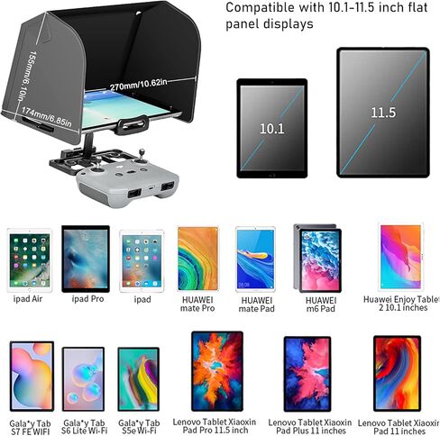 O'woda iPad Sun Shade for DJI RC-N1/ RC-N2, 10.2-11.5Inch Foldable Tablet Sunhood for DJI Mini 4 Pro/Mini 3 Pro/Mini 3/ Mini 2/ Mini 2 SE/Air 3/ Air 2S/ Air 2/ Mavic 3/ Mavic 2 Remote Controller in Kuwait